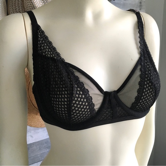 NWT-Black mesh net bra - 32DD aka 32E - Picture 2 of 9